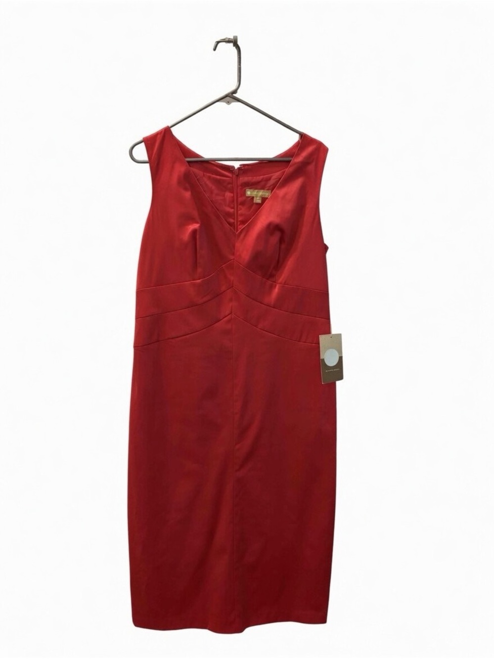 Sleeveless Red Midi Dress with V-Neck Detail